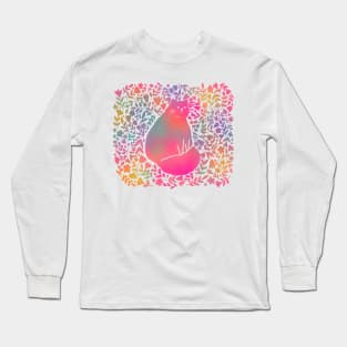 Multicoloured Cat in Flowers Long Sleeve T-Shirt